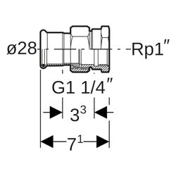 Geberit Mapress C-Stahl Übergangsverschraubung mit Innengewinde D 28mm, Rp 1"... GEBERIT-25306 4024723253068 (Abb. 1)