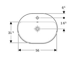 Geberit VariForm Einbauwaschtisch, elliptisch, Hahnlochbank, B 60cm T 45cm Hahnloch ... GEBERIT-500733012 4025416562795 (Abb. 1)