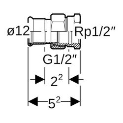 Geberit Mapress Kupfer Übergangsverschraubung mit Innengewinde, d 12mm, Rp 1/2″, Rotguss... GEBERIT-65481 4024723654810 (Abb. 1)