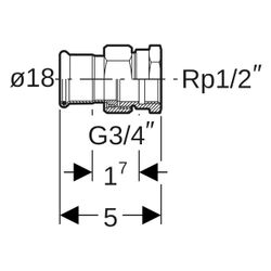 Geberit Mapress Kupfer Übergangsverschraubung mit Innengewinde, D 18mm, Rp 1/2", Rotguss... GEBERIT-65483 4024723654834 (Abb. 1)