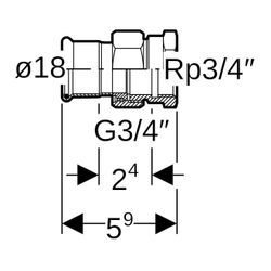 Geberit Mapress Kupfer Übergangsverschraubung mit Innengewinde, d 18mm, Rp 3/4″, Rotguss... GEBERIT-65491 4024723654919 (Abb. 1)