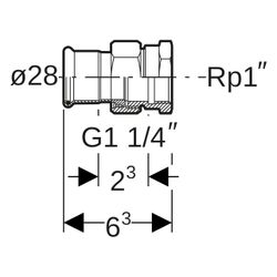 Geberit Mapress Kupfer Übergangsverschraubung mit Innengewinde, D 28mm, Rp 1", Rotguss b... GEBERIT-65485 4024723654858 (Abb. 1)