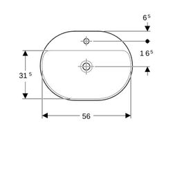 Geberit VariForm Einbauwaschtisch, elliptisch mit Hahnlochbank, Breite 60cm, Tiefe 4... GEBERIT-500735002 4025416302483 (Abb. 1)