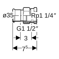 Geberit Mapress Kupfer Übergangsverschraubung mit Innengewinde, d 35mm, Rp 1 1/4″, Rotgu... GEBERIT-65486 4024723654865 (Abb. 1)