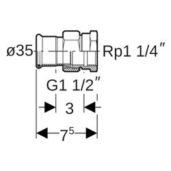 Geberit Mapress Kupfer Übergangsverschraubung mit Innengewinde, D 35mm, Rp 1 1/4", Rotgu... GEBERIT-65486 4024723654865 (Abb. 1)