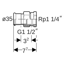Geberit Mapress Therm Übergangsverschraubung mit Innengewinde D 35mm, Rp 1 1/4"... GEBERIT-45407 4025410097590 (Abb. 1)