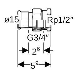 Geberit Mapress Therm Übergangsverschraubung mit Innengewinde d 15mm, Rp 1/2″... GEBERIT-45300 4064746040566 (Abb. 1)