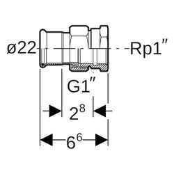 Geberit Mapress Therm Übergangsverschraubung mit Innengewinde D 22mm, Rp 1"... GEBERIT-45305 4064746040597 (Abb. 1)