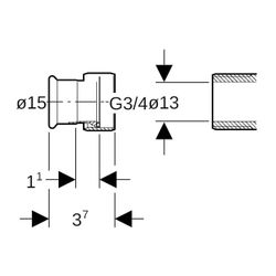 Geberit Mapress Edelstahl Übergang mit Überwurfmutter LABS-frei, d 15mm, di 13mm, G 3/4"... GEBERIT-85032 4024723850328 (Abb. 1)
