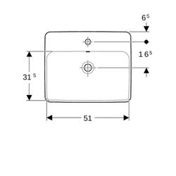 Geberit VariForm Einbauwaschtisch rechteckig, Hahnlochbank, B 55cm T 45cm Hahnloch m... GEBERIT-500741012 4025416780540 (Abb. 1)