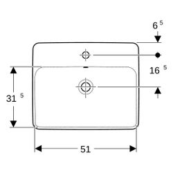 Geberit VariForm Einbauwaschtisch, rechteckig mit Hahnlochbank, Breite 55cm, Tiefe 4... GEBERIT-500741002 4025416302575 (Abb. 1)