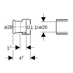 Geberit Mapress Kupfer Übergang mit Überwurfmutter, d 28mm, di 26mm, G 1 1/4″, Rotguss b... GEBERIT-65085 4024723650850 (Abb. 1)