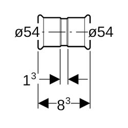 Geberit Mapress Edelstahl Muffe Außendurchmesser 54mm... GEBERIT-32008 4024723320081 (Abb. 1)