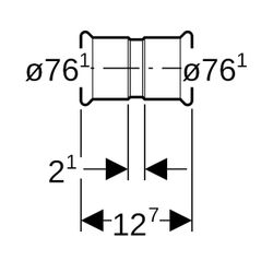Geberit Mapress Edelstahl Muffe, Außendurchmesser 76,1mm... GEBERIT-32009 4024723320098 (Abb. 1)