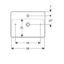 Geberit VariForm Aufsatzwaschtisch rechteckig, Hahnlochbank, B 60cm T 45cm Hahnloch ... GEBERIT-500781002 4025416303152 (Abb. 1)