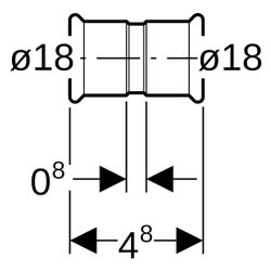 Geberit Muffe Mapress Therm, DN 15, 18mm, Edelstahl, 44003... GEBERIT-44003 4025410097361 (Abb. 1)