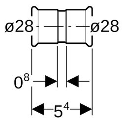 Geberit Muffe Mapress Therm 44005, DN 25, 28mm, Edelstahl, Edelstahl... GEBERIT-44005 4025410097385 (Abb. 1)