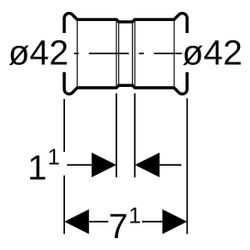 Geberit Mapress Therm Muffe, DN 40, 42mm, Edelstahl, 44007... GEBERIT-44007 4025410097408 (Abb. 1)