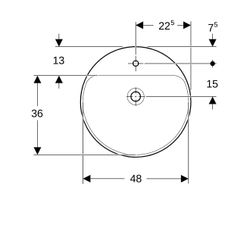 Geberit VariForm Halbeinbauwaschtisch rund Durchmesser 50cm, Hahnloch mittig, Überla... GEBERIT-500782002 4025416303176 (Abb. 1)