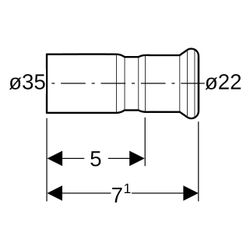 Geberit Reduktion Mapress Therm 42412, 35x22mm, Edelstahl, Edelstahl... GEBERIT-42412 4025410096685 (Abb. 1)