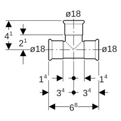 Geberit Mapress T-Stück egal, DN 15, 18mm, Edelstahl, 34029... GEBERIT-34029 4024723340294 (Abb. 1)