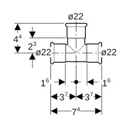 Geberit Mapress C-Stahl T-Stück egal Außendurchmesser 22mm... GEBERIT-21004 4024723210047 (Abb. 1)