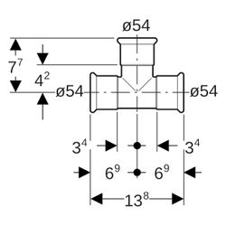 Geberit T-Stück Mapress C-Stahl 21008, DN 50, 54mm, Stahl, Verzinkt... GEBERIT-21008 4024723210085 (Abb. 1)