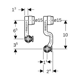 Geberit FlowFit Set Anschluss-Endstücke für Vor-/Rücklauf, mit Anschlussverschraubun... GEBERIT-619450221 4025416602002 (Abb. 1)
