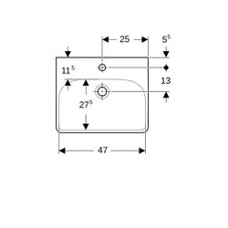 Geberit Smyle Square Handwaschbecken, 50x16x41cm, Hahnloch mittig, Überlauf sichtbar... GEBERIT-500256011 4025416437222 (Abb. 1)