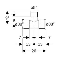 Geberit Mapress Kupfer T-Stück reduziert d 88,9mm, d1 54mm, d2 88,9mm... GEBERIT-61290 4024723612902 (Abb. 1)