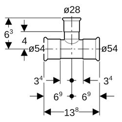 Geberit T-Stück Mapress Therm, DN 50/25/50, Edelstahl, 41224... GEBERIT-41224 4025410095961 (Abb. 1)