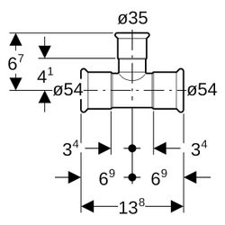 Geberit T-Stück Mapress Therm, 54x35x54mm, Edelstahl, 41225... GEBERIT-41225 4025410095978 (Abb. 1)