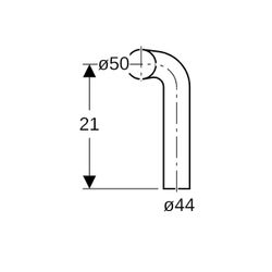 Geberit Spülbogen 90 Grad, 28x21cm, rechts gekröpft, Außendurchmesser 50mm, A 8cm, A... GEBERIT-118113111 4025416007494 (Abb. 1)