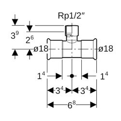 Geberit Mapress C-Stahl T-Stück mit Innengewinde Außendurchmesser 18mm... GEBERIT-21305 4024723213055 (Abb. 1)