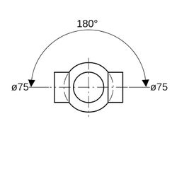 Geberit PE Kugelabzweig 88,5 Grad zweifach, Anschlüsse 180 Grad versetzt d 75mm, d1 ... GEBERIT-365275161 4025416027300 (Abb. 1)