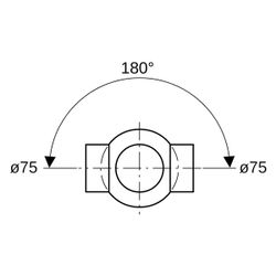 Geberit PE Kugelabzweig 88,5 Grad zweifach, Anschlüsse 180 Grad versetzt D 75mm, D1 ... GEBERIT-365275161 4025416027300 (Abb. 1)