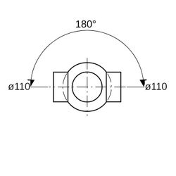 Geberit PE Kugelabzweig 88,5 Grad zweifach, Anschlüsse 180 Grad versetzt d 110mm, d1... GEBERIT-367285161 4025416031260 (Abb. 1)