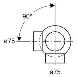 Geberit PE Kugelabzweig 88,5 Grad zweifach, Anschlüsse 90 Grad versetzt D 75mm, D1 7... GEBERIT-365325161 4025416027317 (Abb. 1)