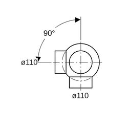 Geberit PE Kugelabzweig 88,5 Grad zweifach, Anschlüsse 90 Grad versetzt d 110mm, d1 ... GEBERIT-367335161 4025416031321 (Abb. 1)