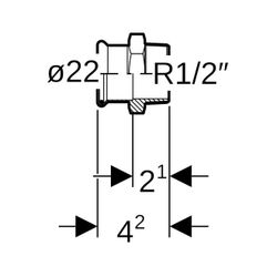 Geberit Mapress Edelstahl Übergang mit Außengewinde, Gas, d 22mm, R 1/2"... GEBERIT-34069 4024723340690 (Abb. 1)