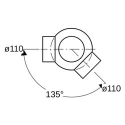Geberit PE Kugelabzweig 88,5 Grad zweifach, Anschlüsse 135 Grad versetzt D 110mm, D1... GEBERIT-367385161 4025416031383 (Abb. 1)