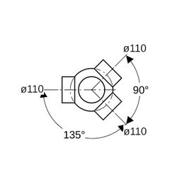 Geberit PE Kugelabzweig 88,5 Grad dreifach, Anschlüsse 135 Grad versetzt Außendurchm... GEBERIT-368600161 4025416033905 (Abb. 1)