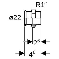 Geberit Mapress Übergang C-Stahl 21716 gerade, 22mm x R 1", Stahl, Edelstahl... GEBERIT-21716 4024723217169 (Abb. 1)