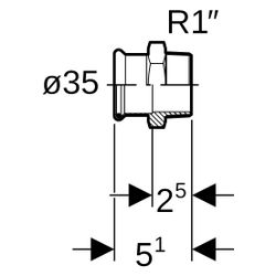 Geberit Mapress C-Stahl Übergang mit Außengewinde, 35mm x 1", Stahl, verzinkt, 21719... GEBERIT-21719 4024723217190 (Abb. 1)