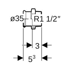 Geberit Mapress C-Stahl Übergang mit Außengewinde d 35mm, R 1 1/2″... GEBERIT-21720 4024723217206 (Abb. 1)