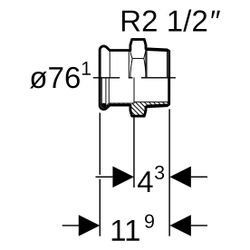 Geberit Mapress C-Stahl Übergang mit Außengewinde D 76,1mm, R 2 1/2", 21713... GEBERIT-21713 4024723217138 (Abb. 1)