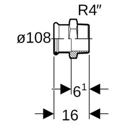 Geberit Mapress C-Stahl Übergang, DN 100, 108mm x R 4", Stahl, verzinkt... GEBERIT-21725 4024723217251 (Abb. 1)