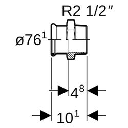 Geberit Mapress Kupfer Übergang mit Außengewinde, D 76,1mm, R 2 1/2", Rotguss bleifrei... GEBERIT-61732 4024723617327 (Abb. 1)