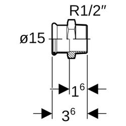 Geberit Mapress Kupfer Übergang mit Außengewinde Gas, D 15mm, R 1/2", Rotguss bleifrei... GEBERIT-34666 4024723346661 (Abb. 1)