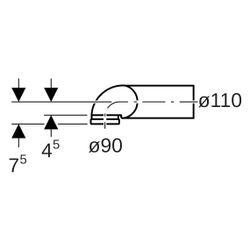 Geberit PE Anschlussbogen 90 Grad für Wand-WC, links gekröpft, mit Erweiterung, D 11... GEBERIT-367913161 4025416033110 (Abb. 1)